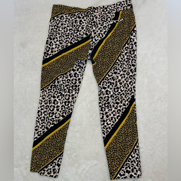 7th Avenue Slim Fit Yellow and Black Animal Print Ankle Pants - Picture 6 of 7